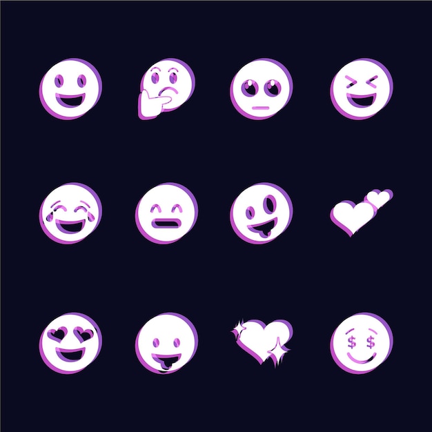 Zestaw Ikon Emoji Glitch