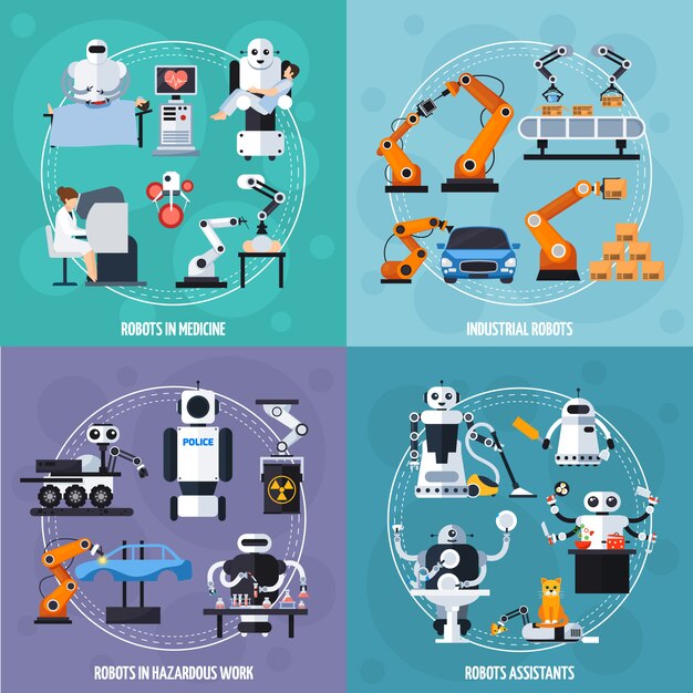 Zestaw ikon koncepcji robotów