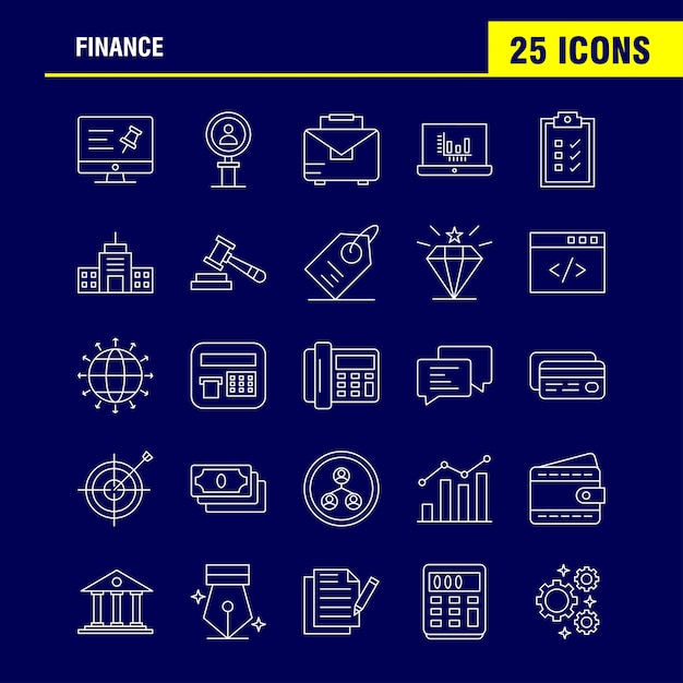 Zestaw ikon linii finansów dla infografiki, zestaw Mobile UX / UI