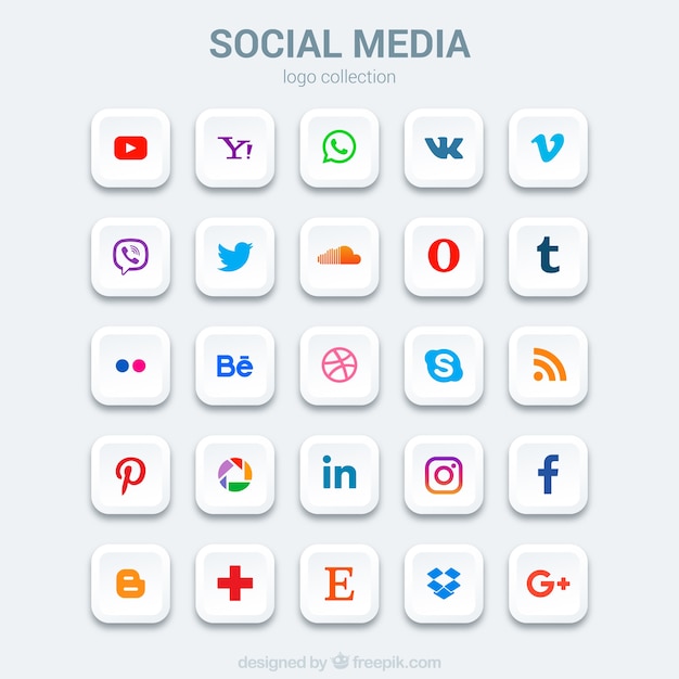 Bezpłatny wektor zestaw ikon społecznościowych