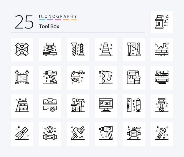 Zestaw Ikon Tools 25 Line, W Tym Konstrukcja Samomocująca Do Piły Do Cegieł Vlc