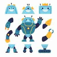 Bezpłatny wektor zestaw ilustracji konstruktora postaci robota