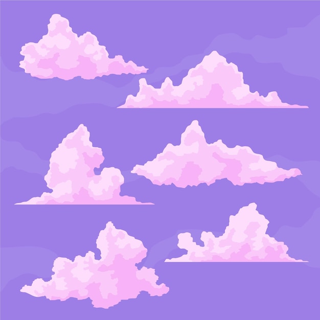Bezpłatny wektor zestaw ilustracji płaskiej chmury