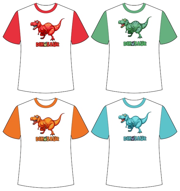 Zestaw Innego Koloru Ekranu Dinozaura Na Koszulkach Darmowych Wektorów