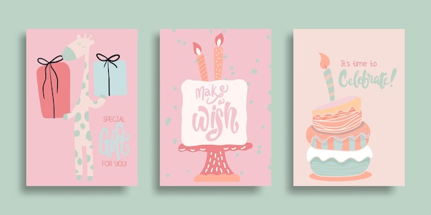 Zestaw Kartek Z życzeniami Urodzinowymi I Zaproszeniami