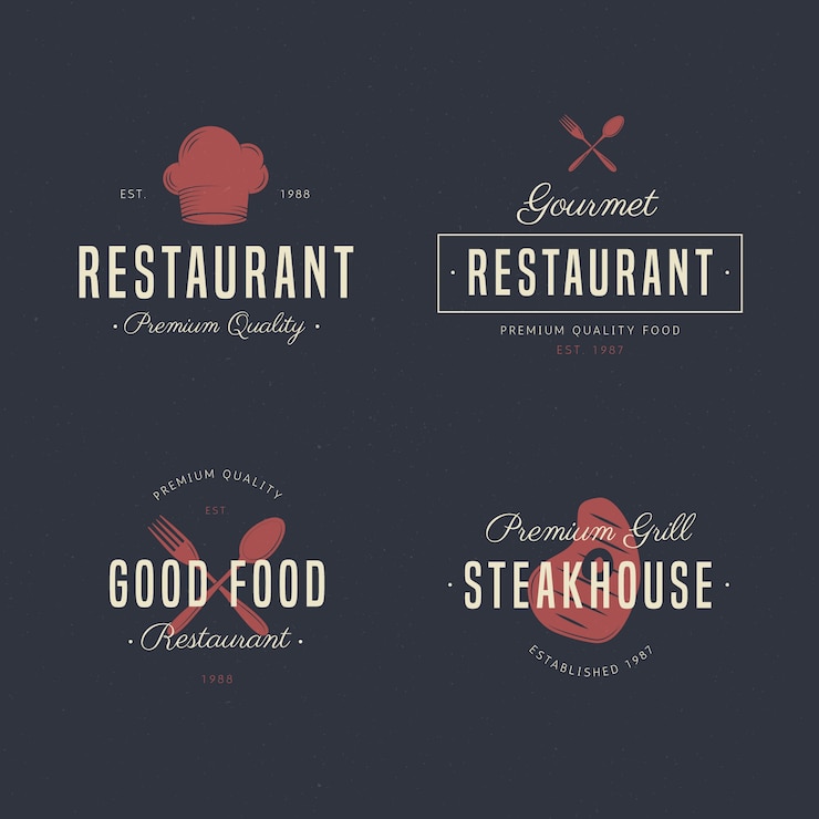 Bezpłatny plik Wektor zestaw kolekcji logo restauracji retro