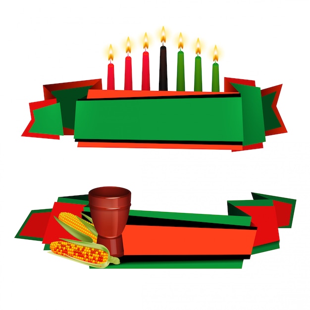 Zestaw Kolorowych Banerów Kwanzaa Ribbon