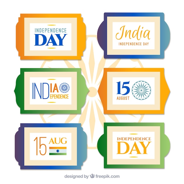 Zestaw Kolorowych Naklejek Niezależność Dzień Indii
