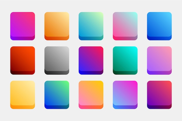 Zestaw Kolorowych Tła Palety Gradientów Dla Wektora Aplikacji Uiux
