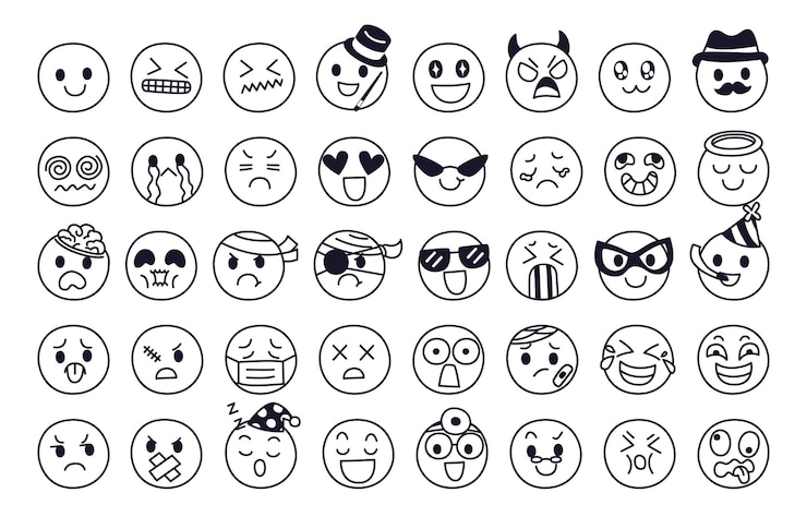 Bezpłatny plik Wektor zestaw koncepcji ekspresji emocji. twarz postaci emoji w różnych emocjach.