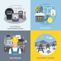 Bezpłatny wektor zestaw koncepcji energii elektrycznej