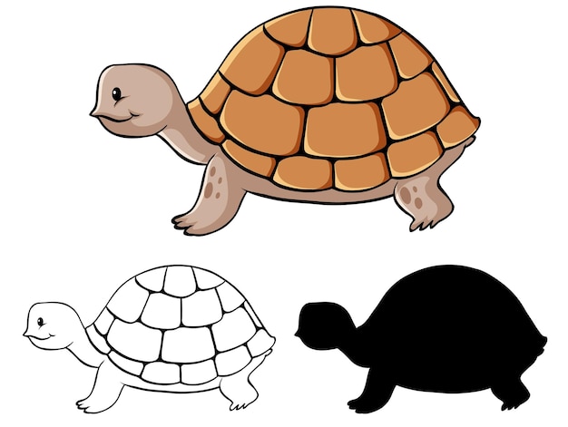 Bezpłatny wektor zestaw kreskówki żółwia