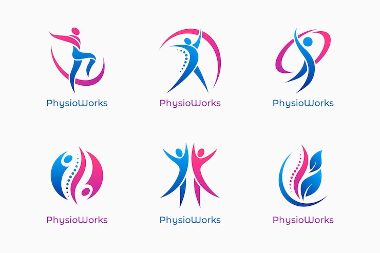 Bezpłatny plik Wektor zestaw logo fizjoterapii gradientowej