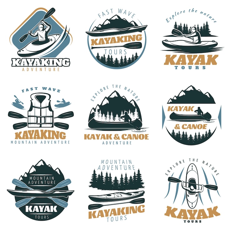 Bezpłatny plik Wektor zestaw logo kajaka kajakowego