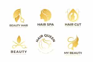 Bezpłatny wektor zestaw logo luksusowego salonu fryzjerskiego