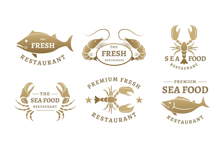 Bezpłatny plik Wektor zestaw logo złotej restauracji retro