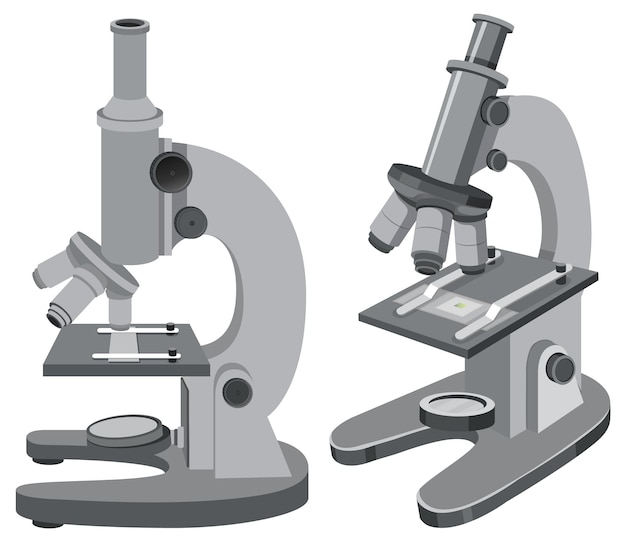 Bezpłatny wektor zestaw mikroskopu na białym tle
