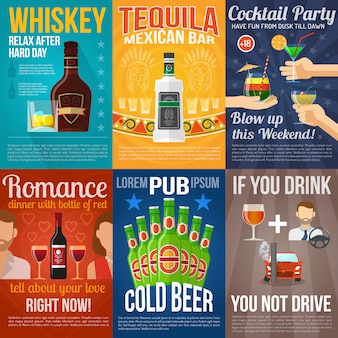 Zestaw mini plakatów alkoholowych