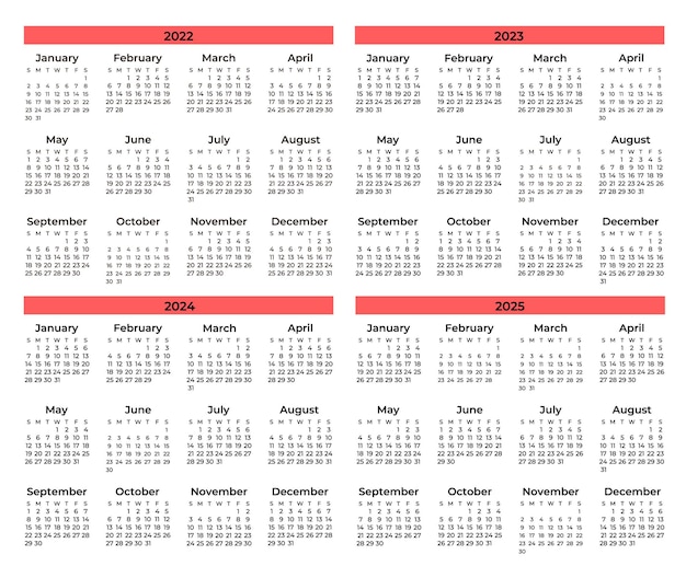 Zestaw minimalnych kalendarzy