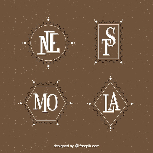 Bezpłatny wektor zestaw monogramów w stylu vintage
