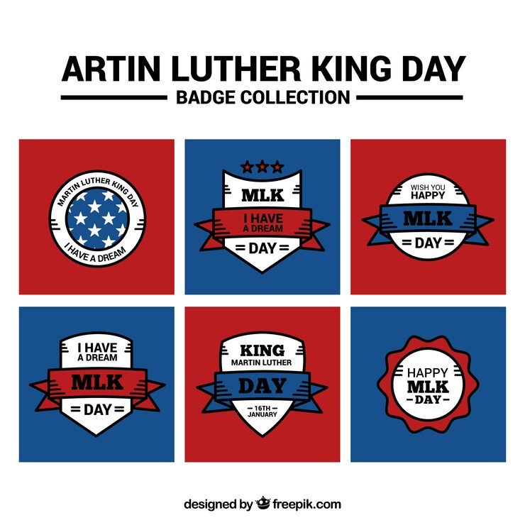 Bezpłatny plik Wektor zestaw naklejek płaskich martin luther king day
