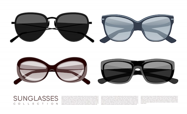 Zestaw nowoczesnych modnych stylowych okularów przeciwsłonecznych