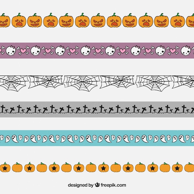 Bezpłatny wektor zestaw obramowań z elementów halloween