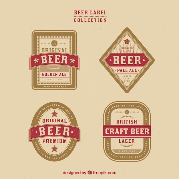 Bezpłatny wektor zestaw odznak piwa archiwalne