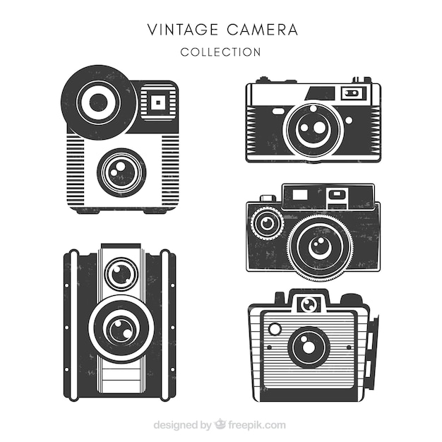 Bezpłatny wektor zestaw pięknych zabytkowych kamer