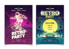 Bezpłatny wektor zestaw plakat muzyki retro party