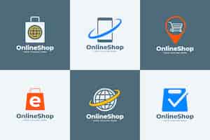 Bezpłatny wektor zestaw płaskich logo e-commerce