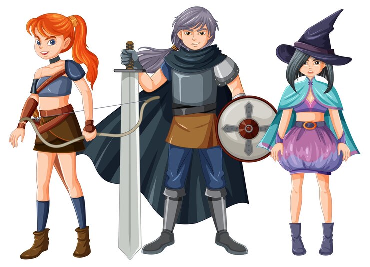 Bezpłatny plik Wektor zestaw postaci z kreskówek fantasy