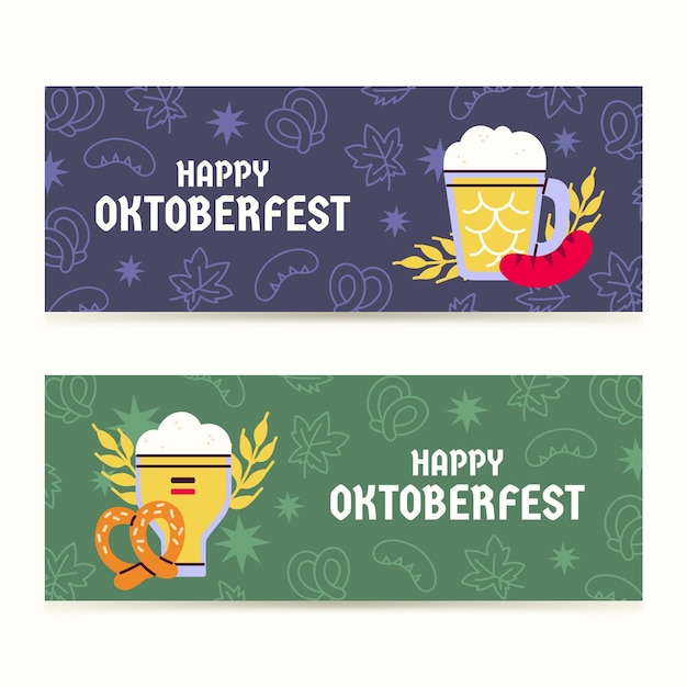 Zestaw poziomych banerów Oktoberfest