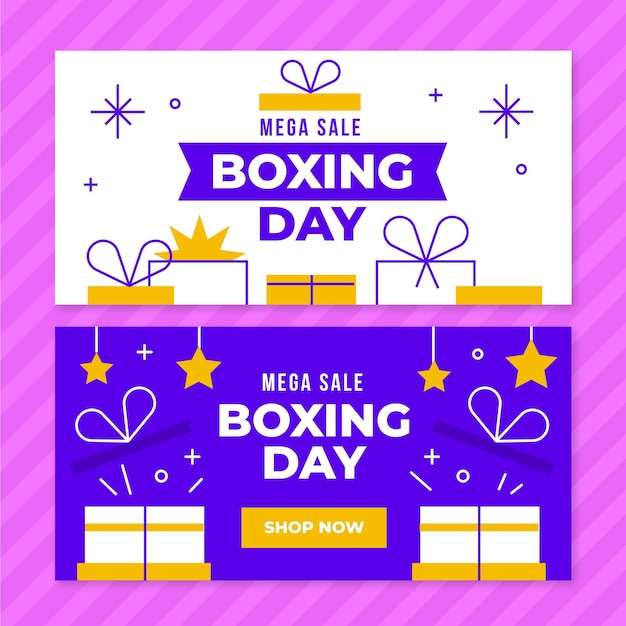 Bezpłatny wektor zestaw poziomych banerów płaskich boxing day