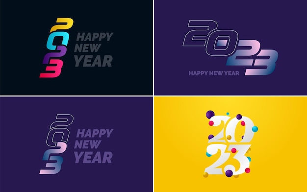 Zestaw Projektu Logo 2023 Szczęśliwego Nowego Roku 2023 Szablon Projektu Numeru świąteczny Wystrój 2023