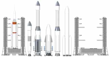 Bezpłatny wektor zestaw rakiet kosmicznych