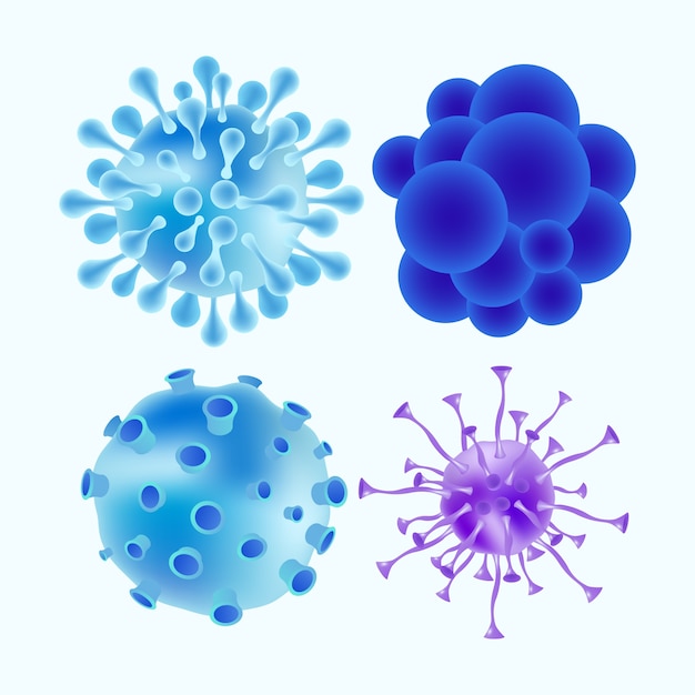 Zestaw Realistycznych Mikroskopijnych Wirusów O Różnych Kolorach I Kształtach