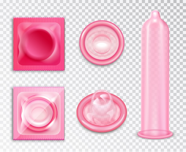 Bezpłatny wektor zestaw realistycznych prezerwatyw