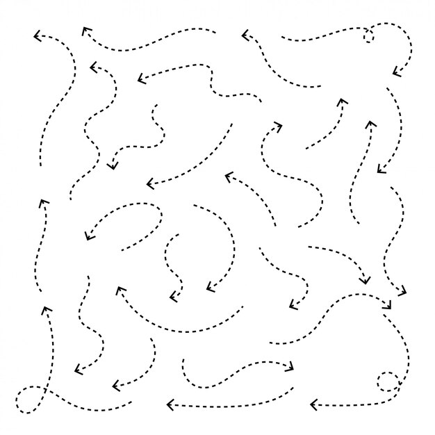Zestaw ręcznie rysowane doodle strzałki styl czysty kropka