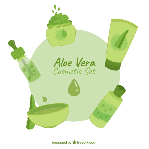 Zestaw Ręcznie Rysowanych Produktów Aloe Vera