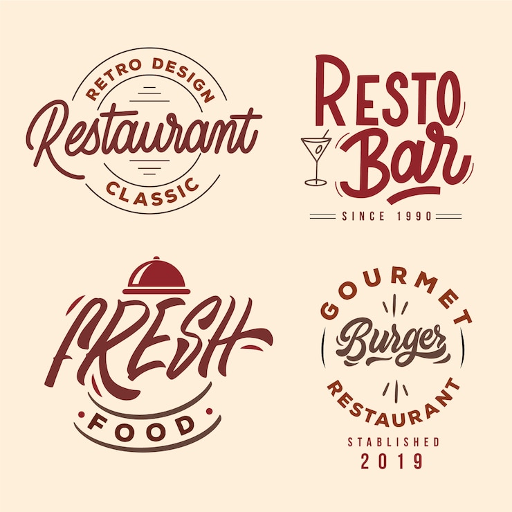 Bezpłatny plik Wektor zestaw retro logo kawiarni
