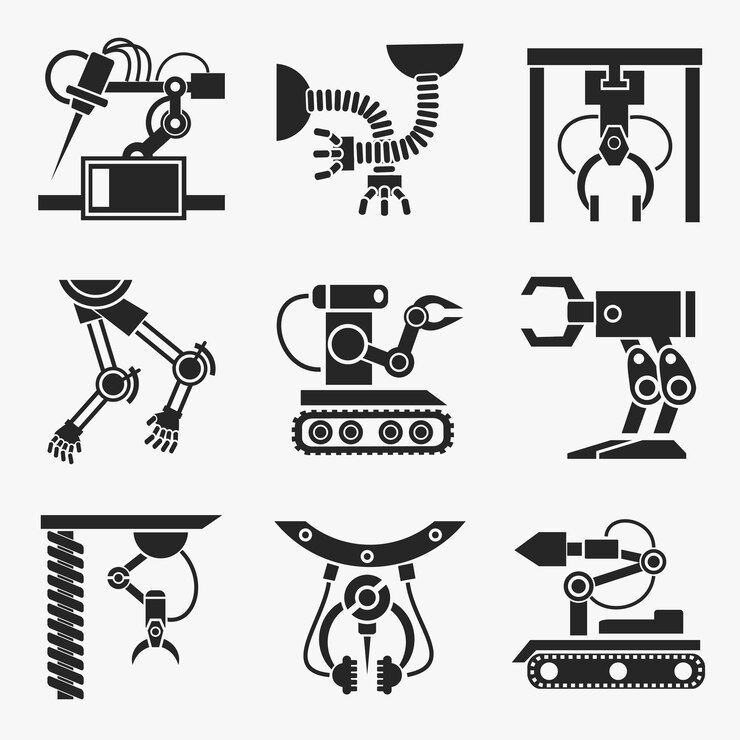 Bezpłatny plik Wektor zestaw robotów przemysłowych.