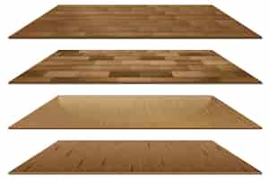 Bezpłatny wektor zestaw różnych brązowych drewnianych płytek podłogowych na białym tle
