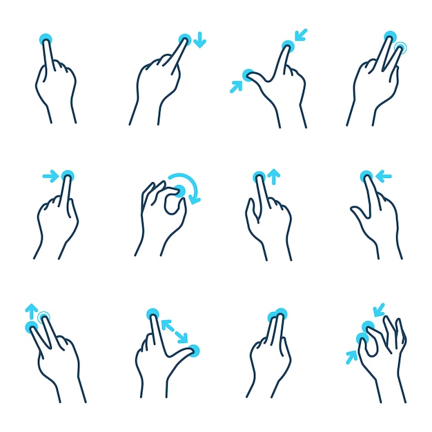 Bezpłatny wektor zestaw różnych gestów rąk