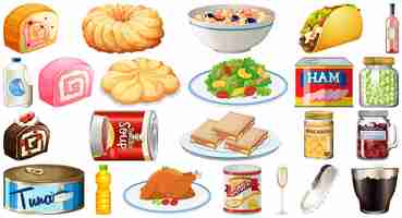 Bezpłatny wektor zestaw różnych produktów spożywczych
