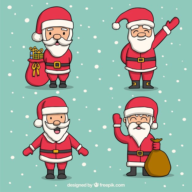 Zestaw santa claus wyciągnąć rękę