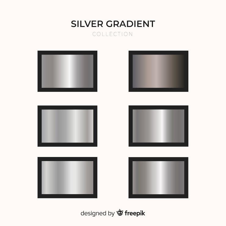 Bezpłatny plik Wektor zestaw srebrny gradient metaliczny tekstury