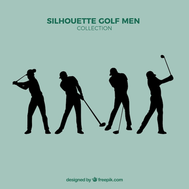 Bezpłatny wektor zestaw sylwetki mężczyzn w golfa