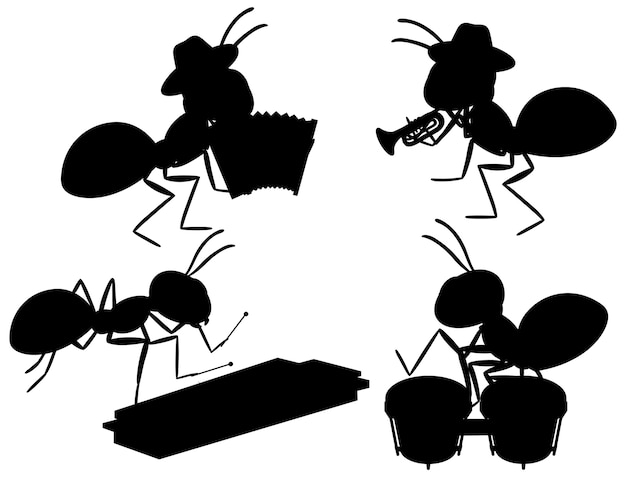 Zestaw sylwetki mrówek