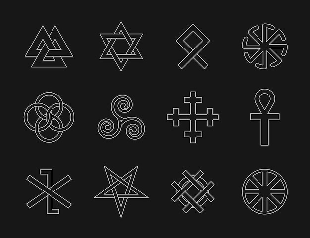 Zestaw symboli wiccańskich